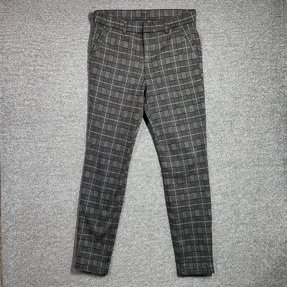KUT from the Kloth Pants Size 10 Fab Ab Trouser Skinny Plaid Gray Red High Rise